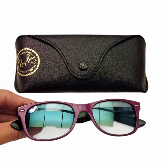 Ray Ban Wayfarer Sunglasses In Violet/Black Made In Italy Unisex - Picture 3 of 9